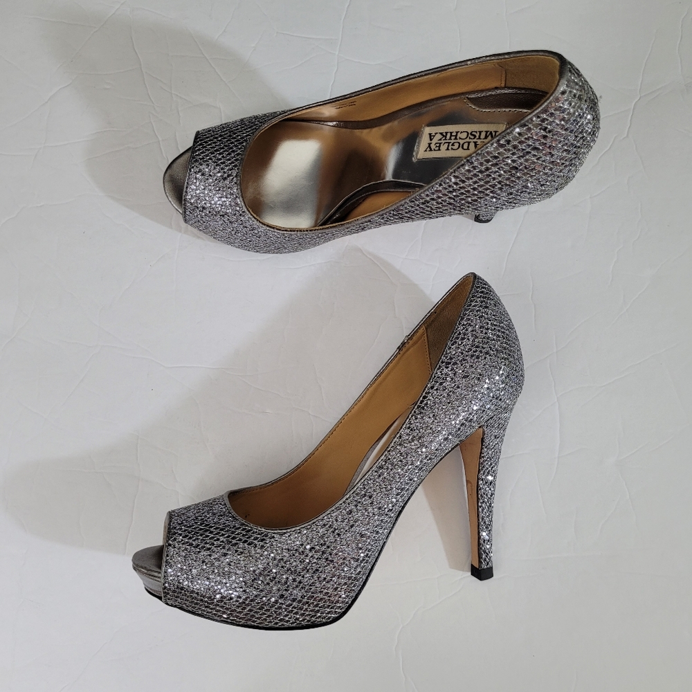 Badgley Mischka Rhinestone Peep Toe Heels